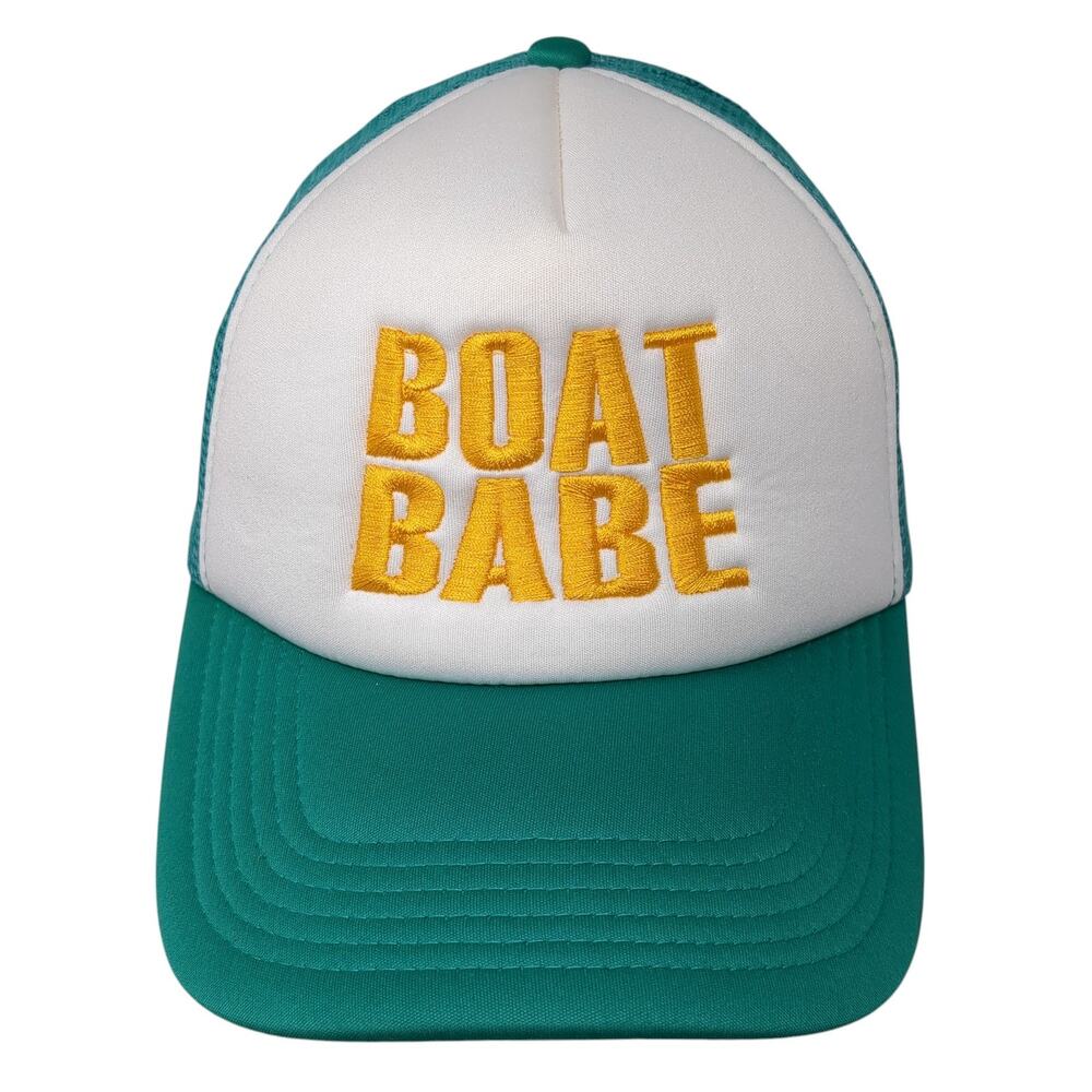 Boat Babe Snapback Trucker Hat Blue One Size Adjustable Embroidered Mesh Back Ha